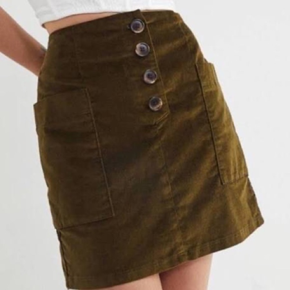 Vintage Urban Outfitters BDG Green Velvet Mini Skirt